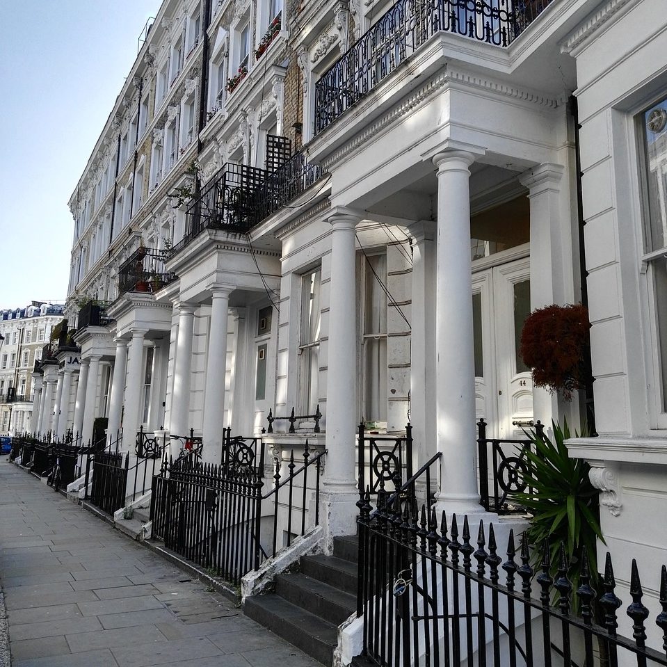 england, london, earl's court, typical street, facades, houses